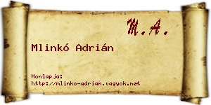 Mlinkó Adrián névjegykártya